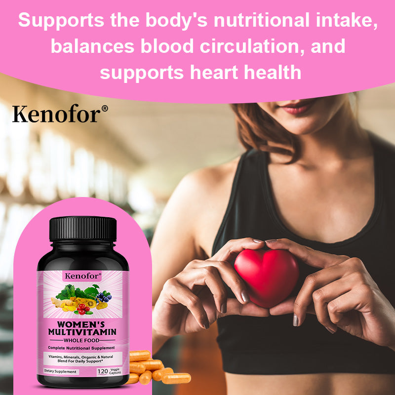 Kenofor® Whole Food Women’s Multivitamin – Natural Organic Blend with Vitamins & Minerals for Daily Energy, Immune & Vitality Support (120 Veggie Capsules)