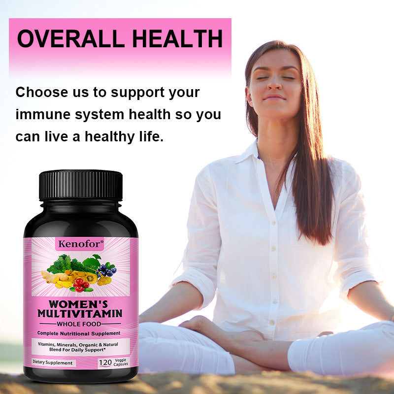 Kenofor® Whole Food Women’s Multivitamin – Natural Organic Blend with Vitamins & Minerals for Daily Energy, Immune & Vitality Support (120 Veggie Capsules)