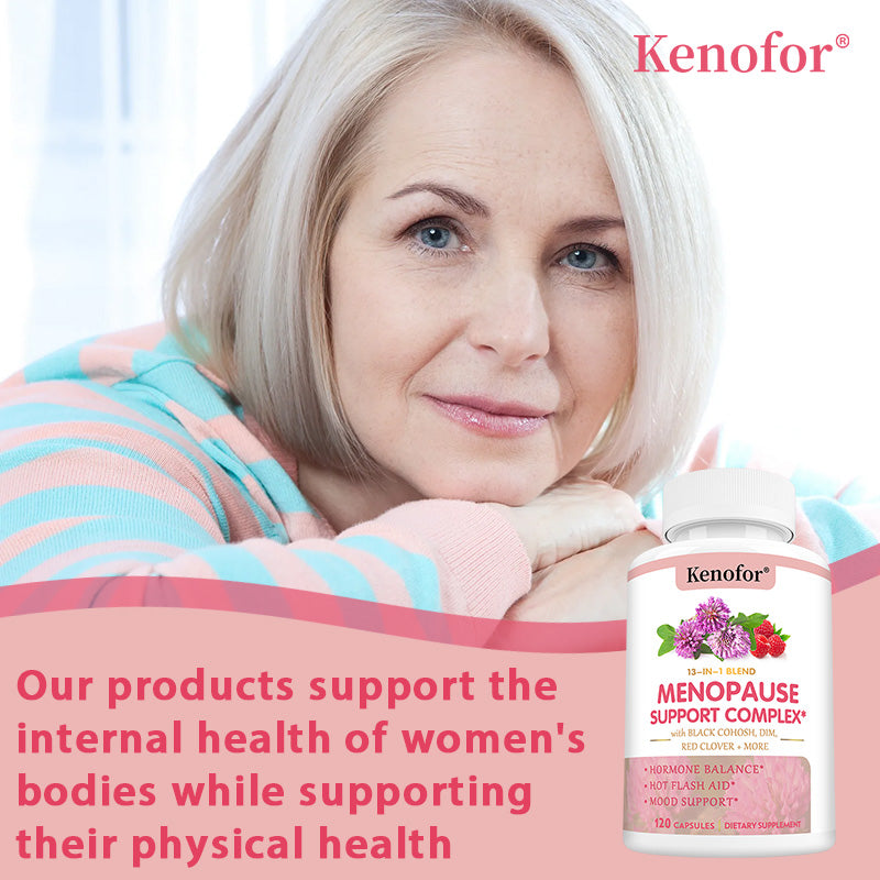 Kenofor® 13-in-1 Menopause Support Complex – Black Cohosh, DIM & Red Clover Capsules for Hormone Balance, Hot Flash Relief & Mood Support (120 Capsules)