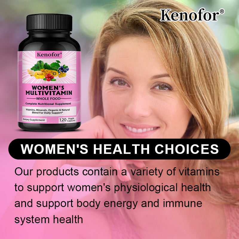Kenofor® Whole Food Women’s Multivitamin – Natural Organic Blend with Vitamins & Minerals for Daily Energy, Immune & Vitality Support (120 Veggie Capsules)