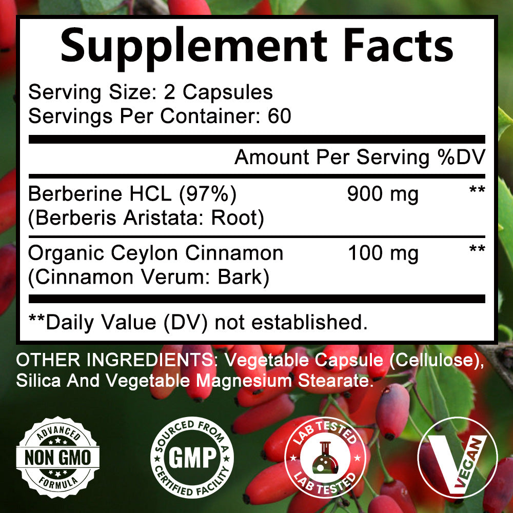 Kenofor® Berberine with Ceylon Cinnamon Capsules – Advanced Glucose Metabolism, Blood Sugar & Weight Support (120 Capsules)