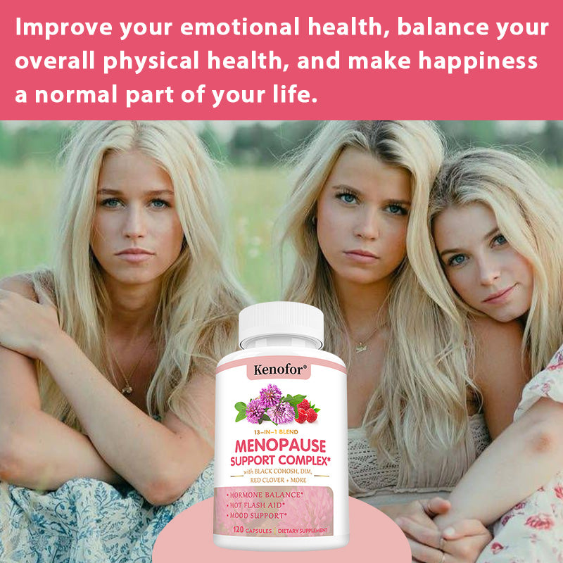 Kenofor® 13-in-1 Menopause Support Complex – Black Cohosh, DIM & Red Clover Capsules for Hormone Balance, Hot Flash Relief & Mood Support (120 Capsules)