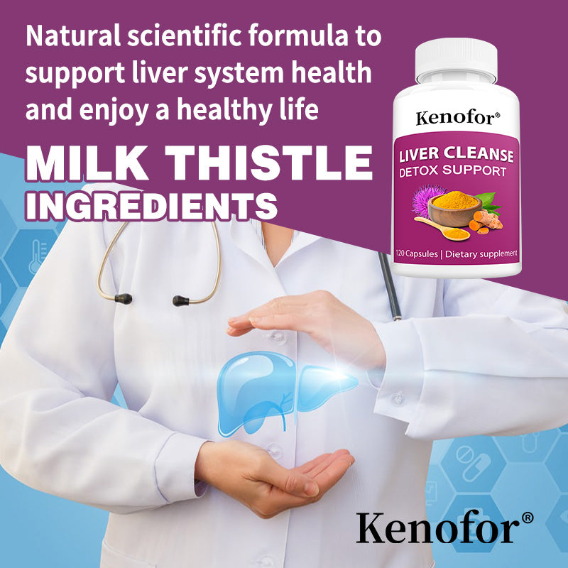 Kenofor® Liver Cleanse Detox Support – Milk Thistle & Turmeric Complex Capsules for Daily Liver Health & Vitality (120 Capsules)