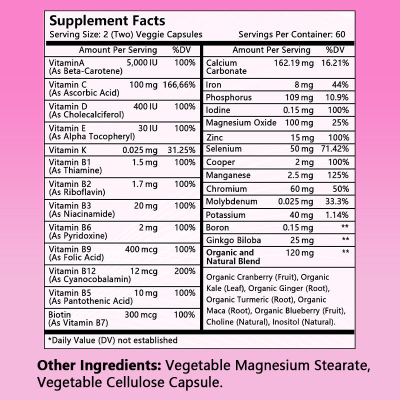 Kenofor® Whole Food Women’s Multivitamin – Natural Organic Blend with Vitamins & Minerals for Daily Energy, Immune & Vitality Support (120 Veggie Capsules)