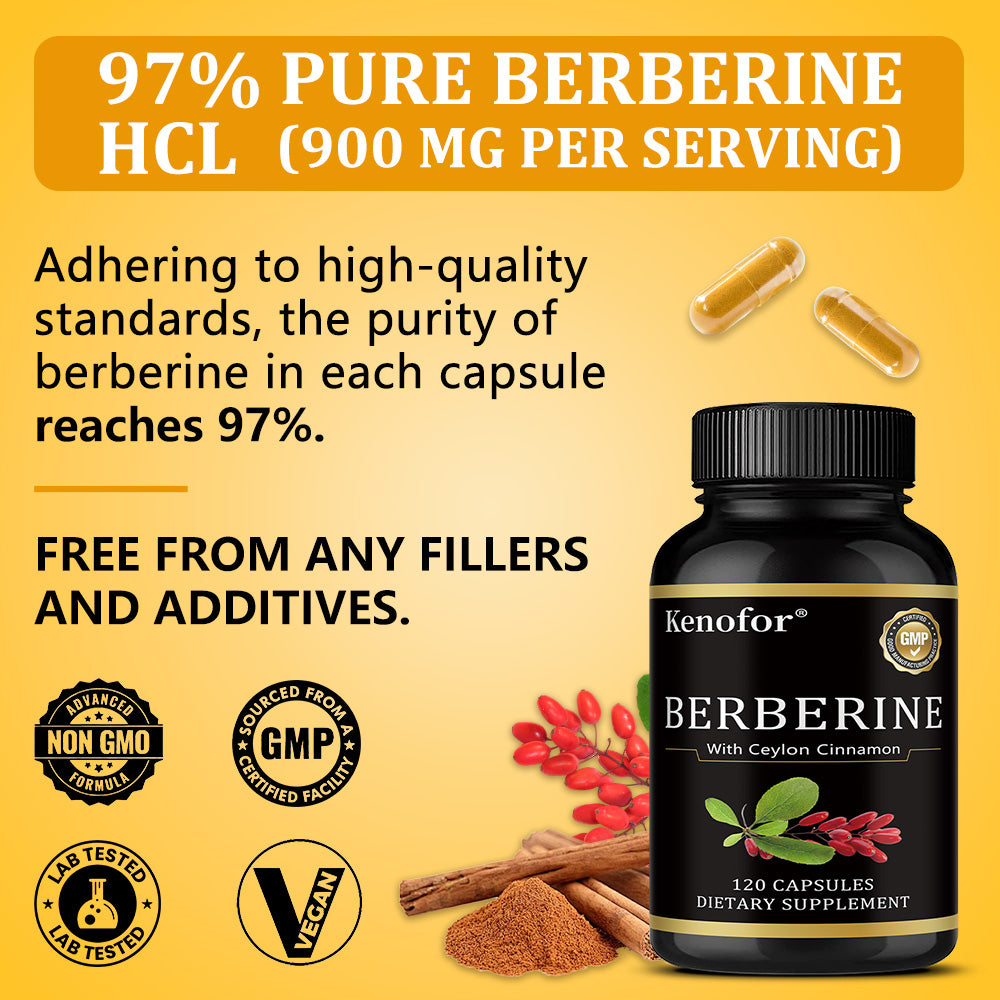 Kenofor® Berberine with Ceylon Cinnamon Capsules – Advanced Glucose Metabolism, Blood Sugar & Weight Support (120 Capsules)