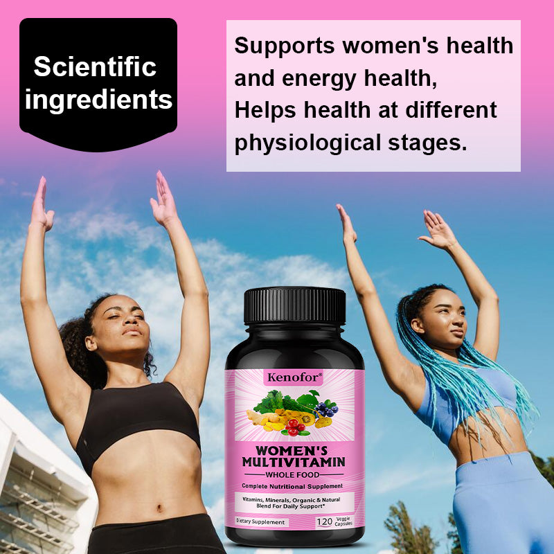 Kenofor® Whole Food Women’s Multivitamin – Natural Organic Blend with Vitamins & Minerals for Daily Energy, Immune & Vitality Support (120 Veggie Capsules)