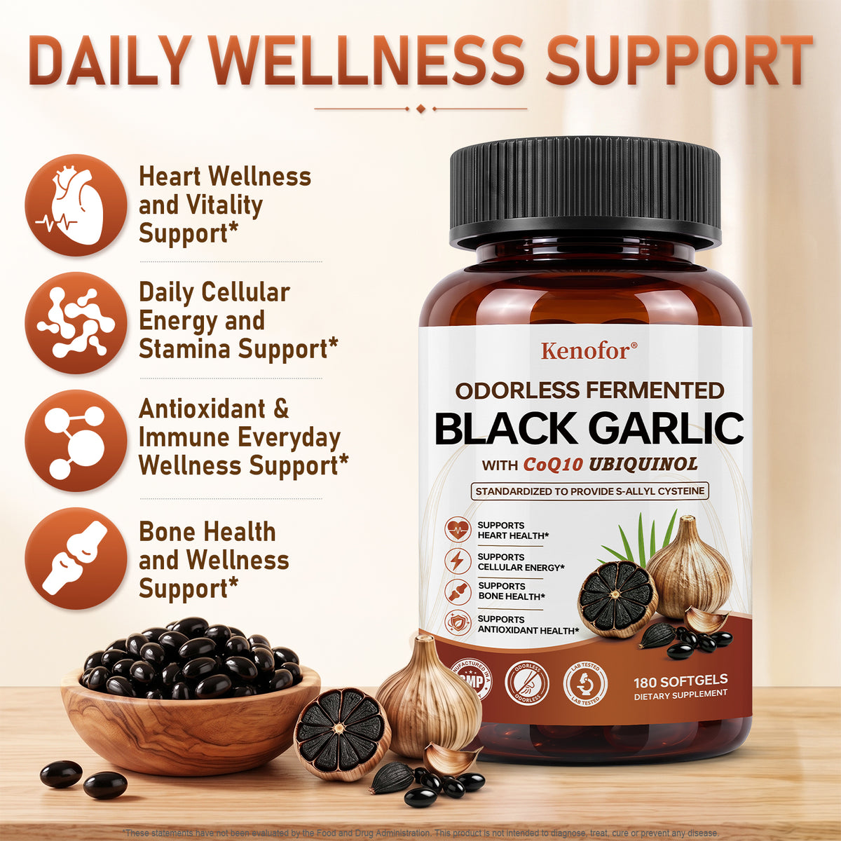 Fermented Black Garlic 1200mg with CoQ10 – Kenofor