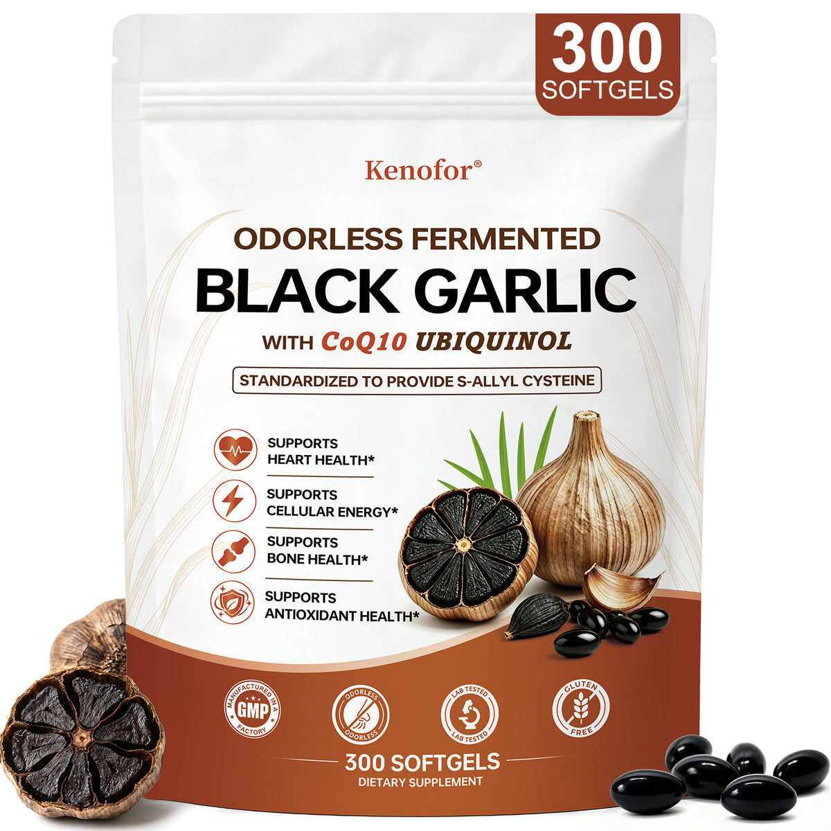 Black Garlic Extract with CoQ10 Ubiquinol & Vitamin K2 – Kenofor