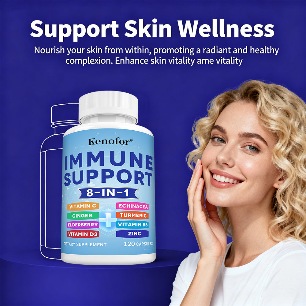 Kenofor® 8-in-1 Immune Support Complex – Elderberry, Vitamin C, D3, Zinc & Echinacea Capsules for Daily Immunity Defense (120 Capsules)