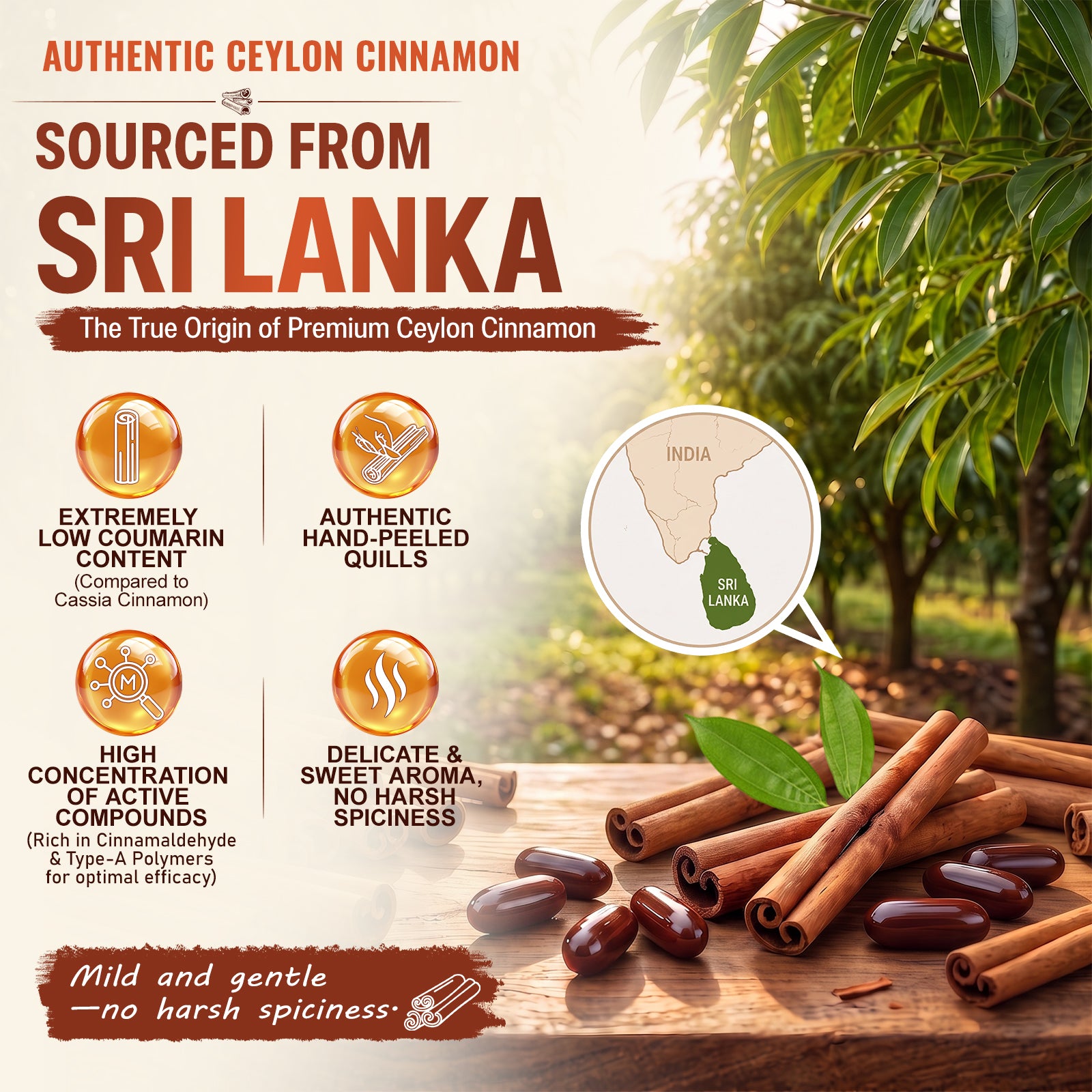 Kenofor® Organic Ceylon Cinnamon 550mg with MCT Oil – High Absorption Softgels for Healthy Blood Sugar, Glucose Metabolism & Heart Support (120 Softgels)
