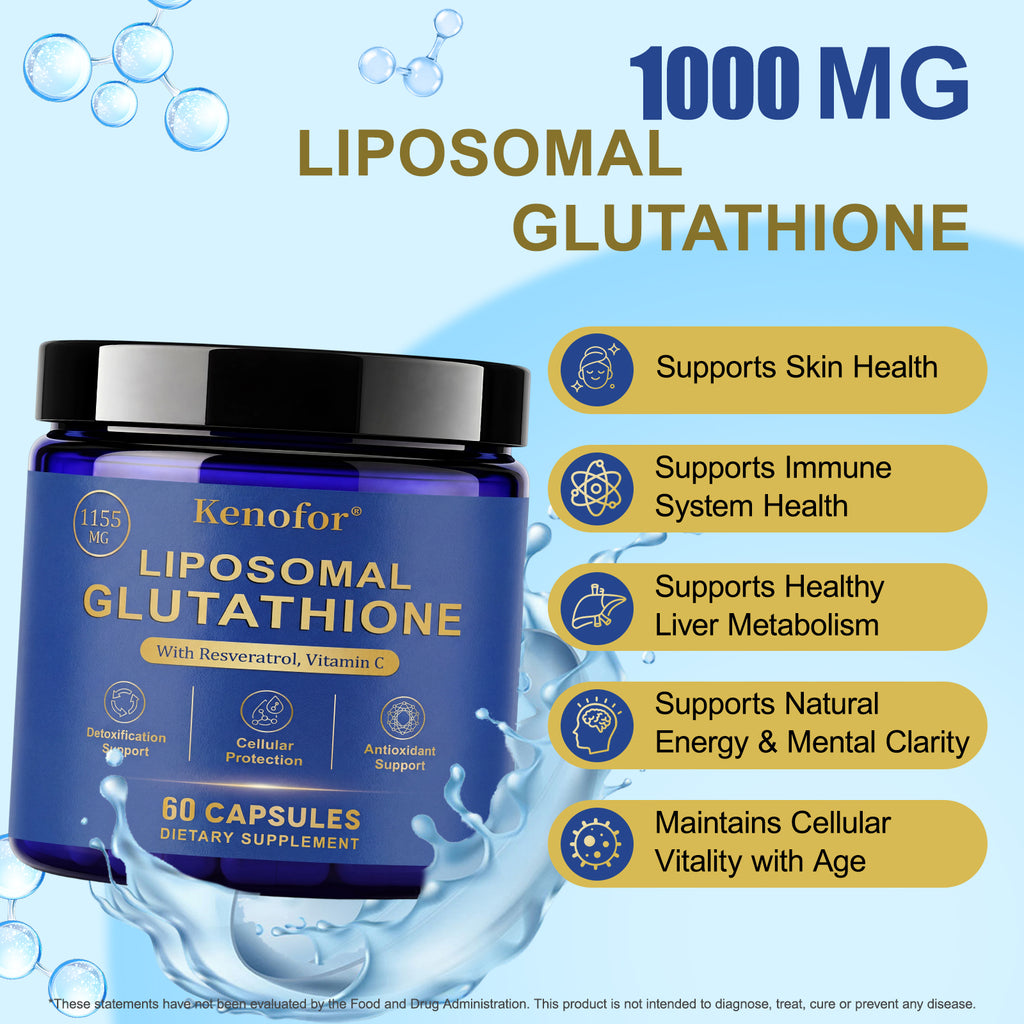 Kenofor Liposomal Glutathione 1155mg Capsules | Antioxidant Supplement with Vitamin C & Resveratrol
