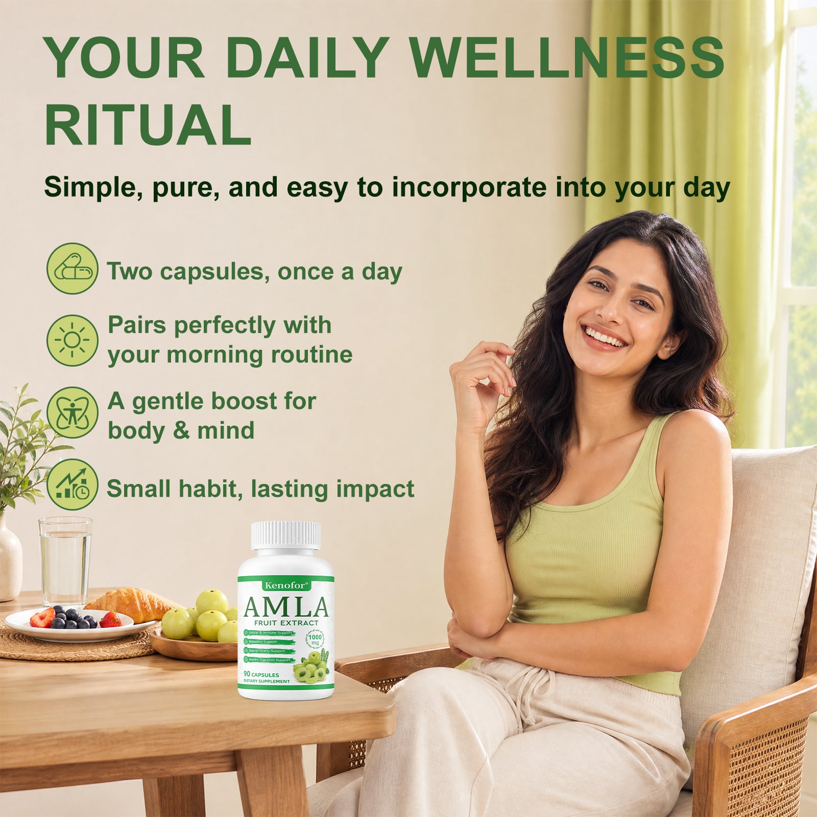 Kenofor Amla Extract Capsules 1000mg | Indian Gooseberry Antioxidant Supplement