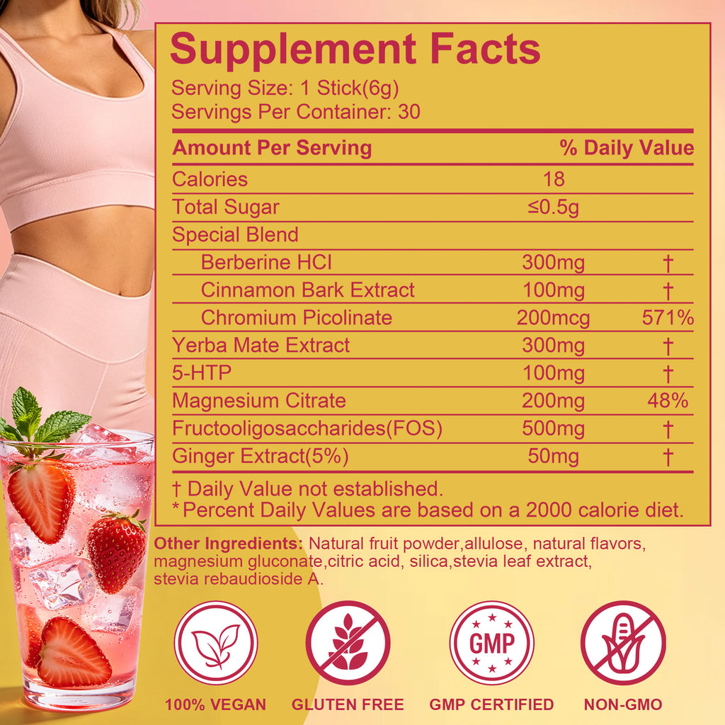 Kenofor Metabolism Support Drink Mix | Berberine & Yerba Mate Daily Wellness Formula with Strawberry Açaí Flavor