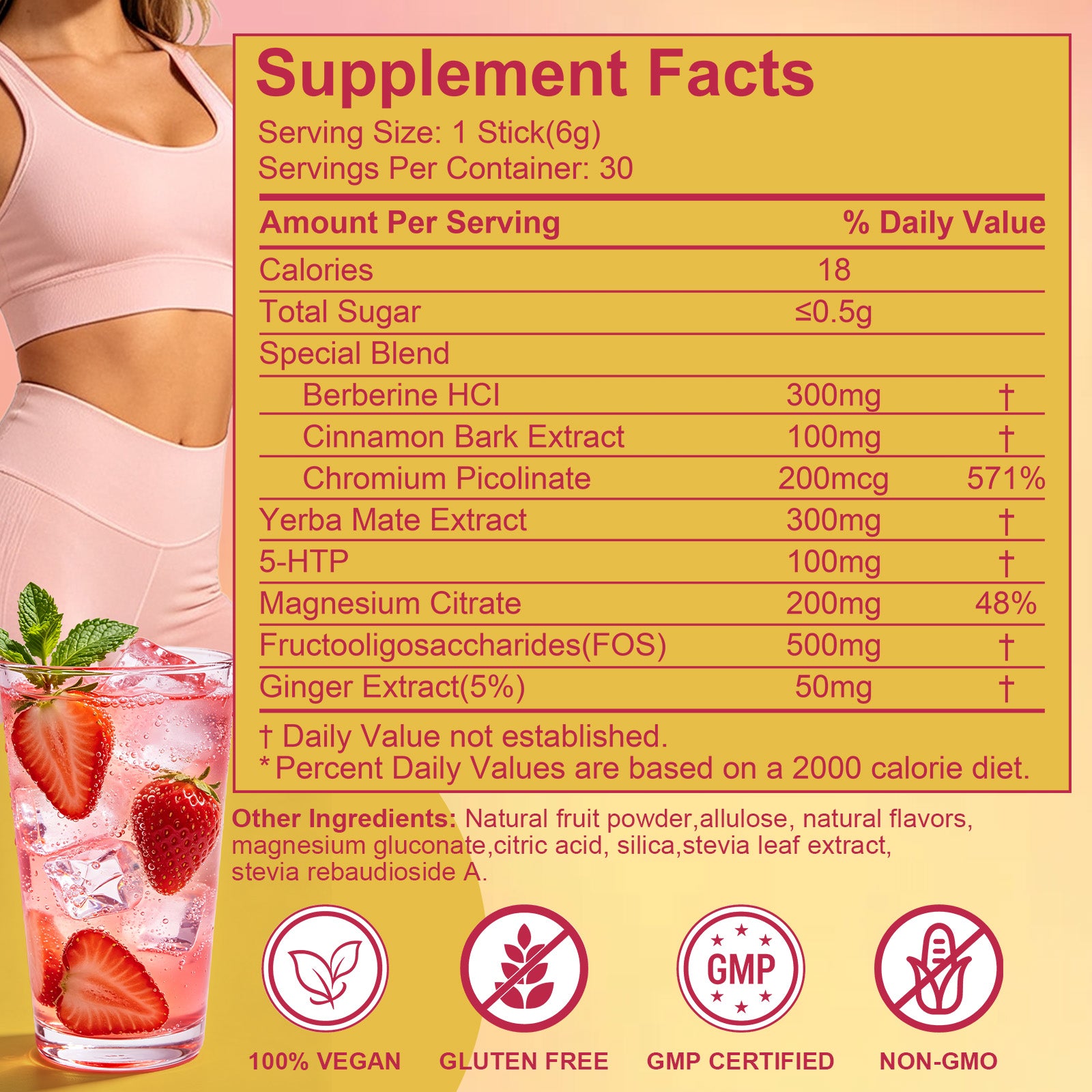 Kenofor Metabolism Support Drink Mix | Berberine & Yerba Mate Daily Wellness Formula with Strawberry Açaí Flavor