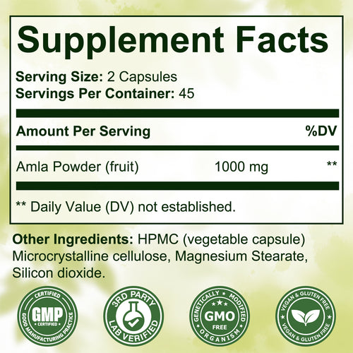 Kenofor Amla Extract Capsules 1000mg | Indian Gooseberry Antioxidant Supplement