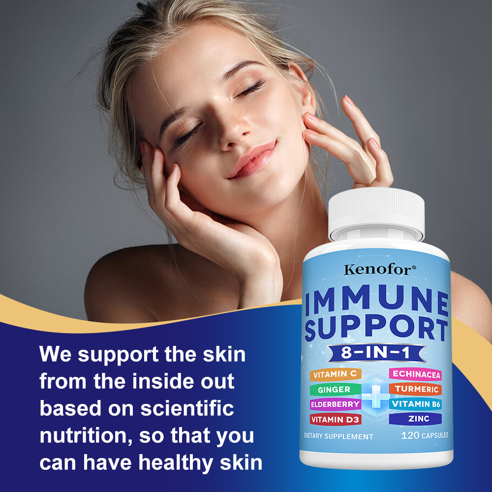 Kenofor® 8-in-1 Immune Support Complex – Elderberry, Vitamin C, D3, Zinc & Echinacea Capsules for Daily Immunity Defense (120 Capsules)