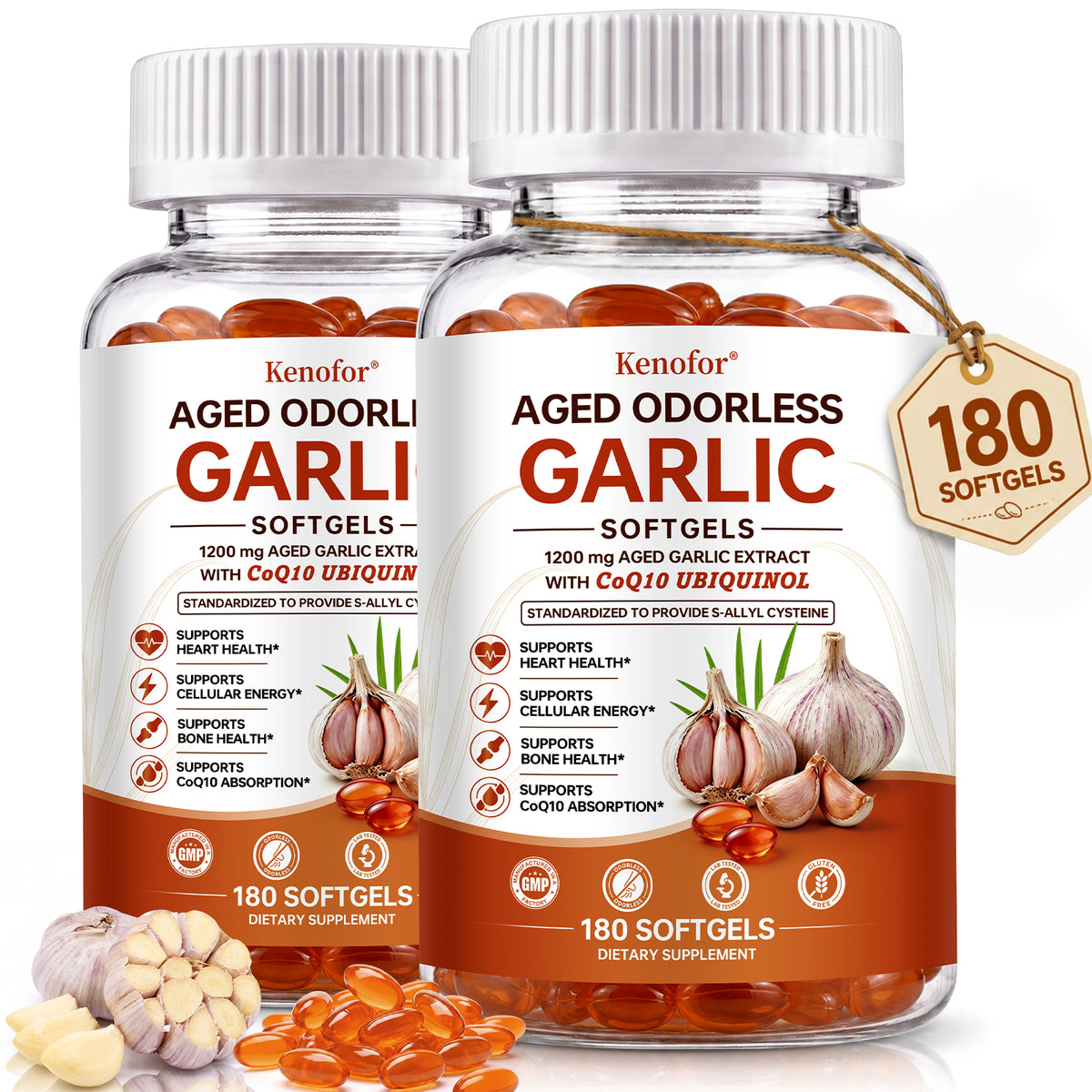 Odorless Aged Garlic Softgels with CoQ10 & Vitamin K2 – Kenofor