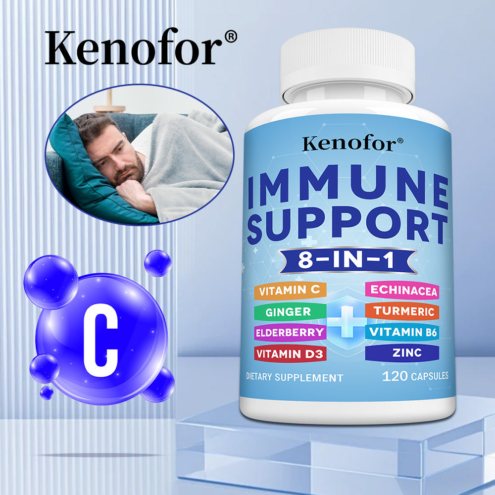 Kenofor® 8-in-1 Immune Support Complex – Elderberry, Vitamin C, D3, Zinc & Echinacea Capsules for Daily Immunity Defense (120 Capsules)