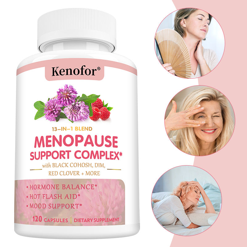 Kenofor® 13-in-1 Menopause Support Complex – Black Cohosh, DIM & Red Clover Capsules for Hormone Balance, Hot Flash Relief & Mood Support (120 Capsules)