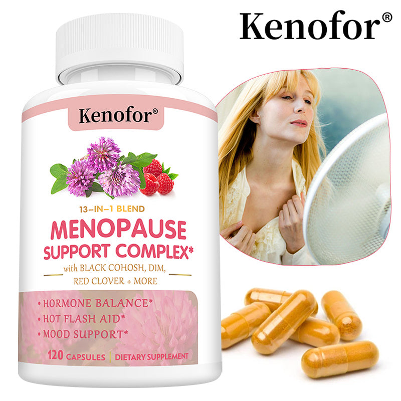 Kenofor® 13-in-1 Menopause Support Complex – Black Cohosh, DIM & Red Clover Capsules for Hormone Balance, Hot Flash Relief & Mood Support (120 Capsules)